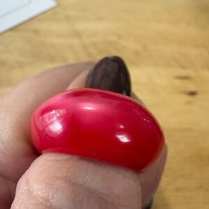 R16 Bold Red Lucite Statement Dome Ring